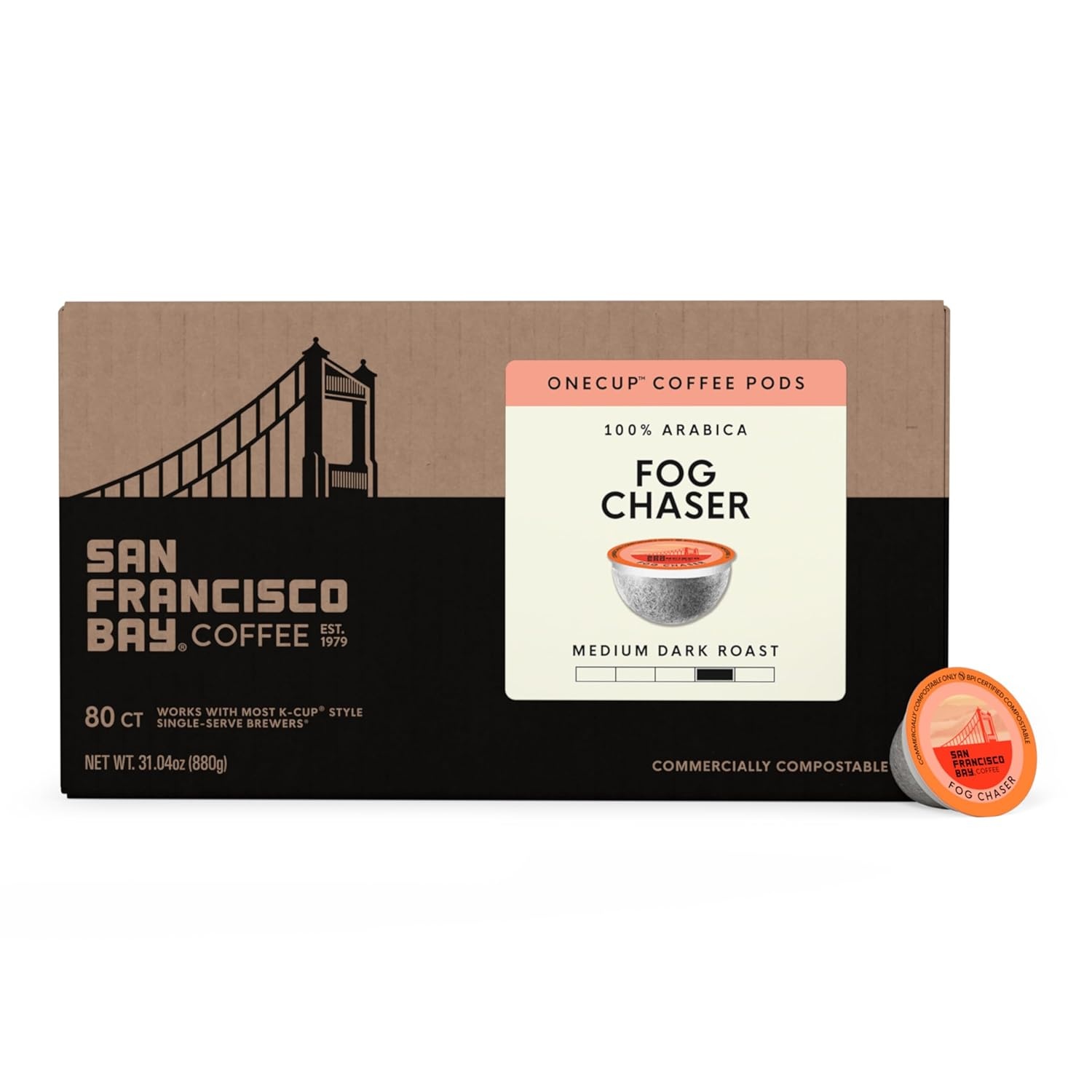 San Francisco Bay K-Cup Coffee Pods, Donut Shop (36 ct), Medium-Light Roast, Commercially Compostable Single-Serve Coffee Pods(Fog Chaser)
