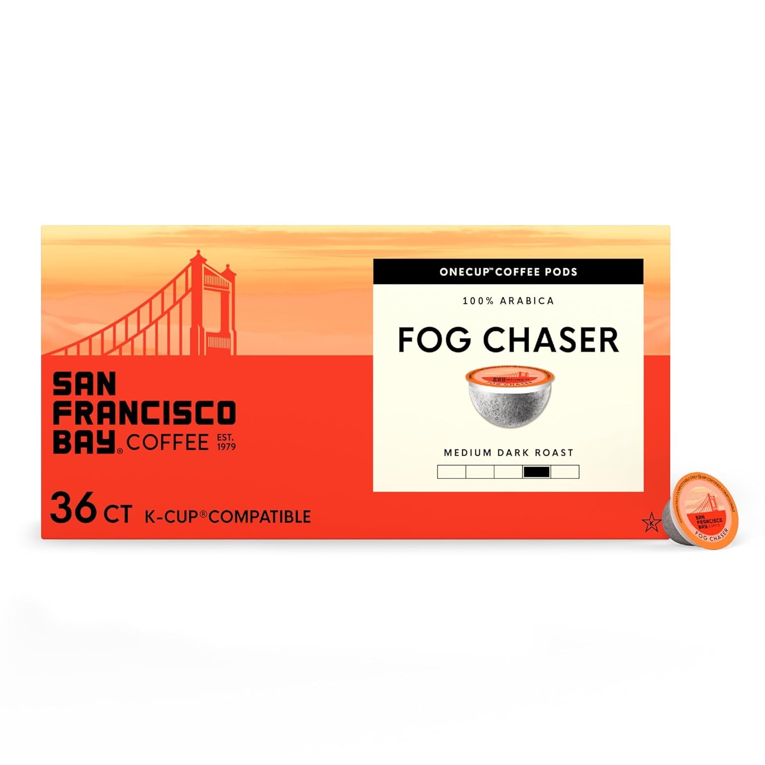 San Francisco Bay K-Cup Coffee Pods, Donut Shop (36 ct), Medium-Light Roast, Commercially Compostable Single-Serve Coffee Pods(Fog Chaser)