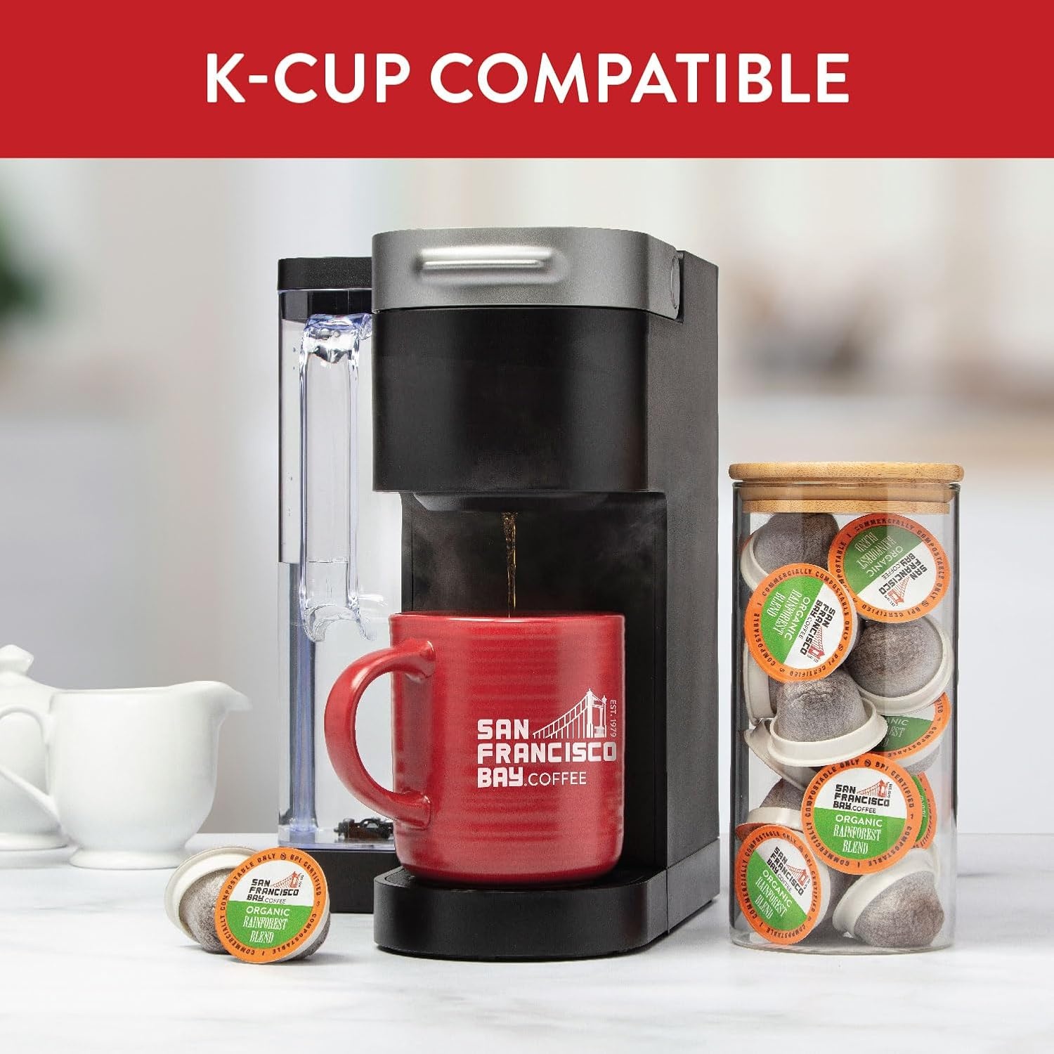 San Francisco Bay K-Cup Coffee Pods, Donut Shop (36 ct), Medium-Light Roast, Commercially Compostable Single-Serve Coffee Pods(Organic Rainforest Blend)