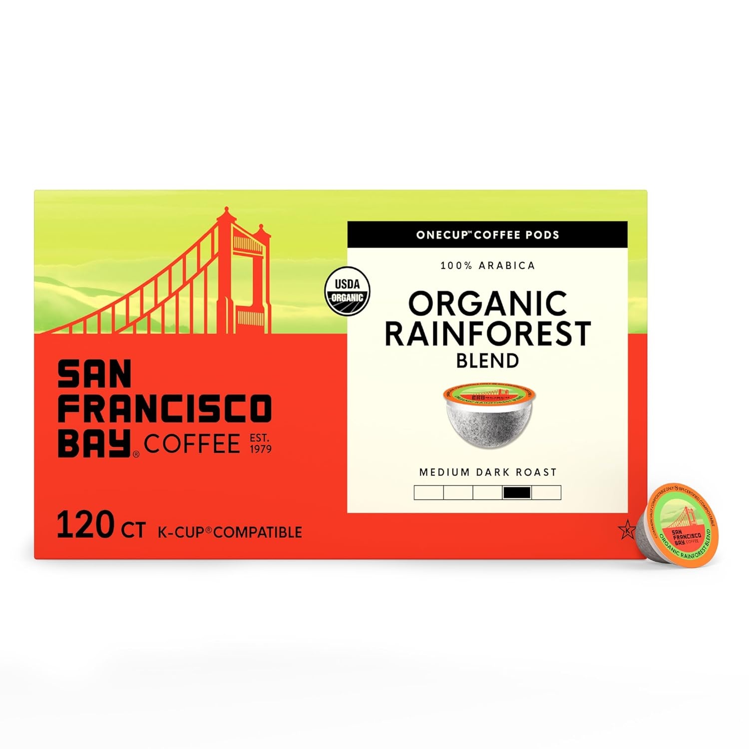 San Francisco Bay K-Cup Coffee Pods, Donut Shop (36 ct), Medium-Light Roast, Commercially Compostable Single-Serve Coffee Pods(Organic Rainforest Blend)