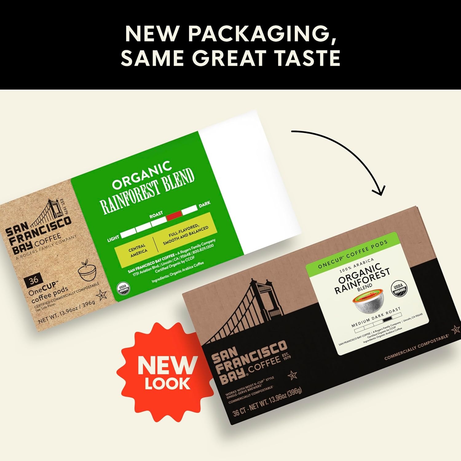San Francisco Bay K-Cup Coffee Pods, Donut Shop (36 ct), Medium-Light Roast, Commercially Compostable Single-Serve Coffee Pods(Organic Rainforest Blend)