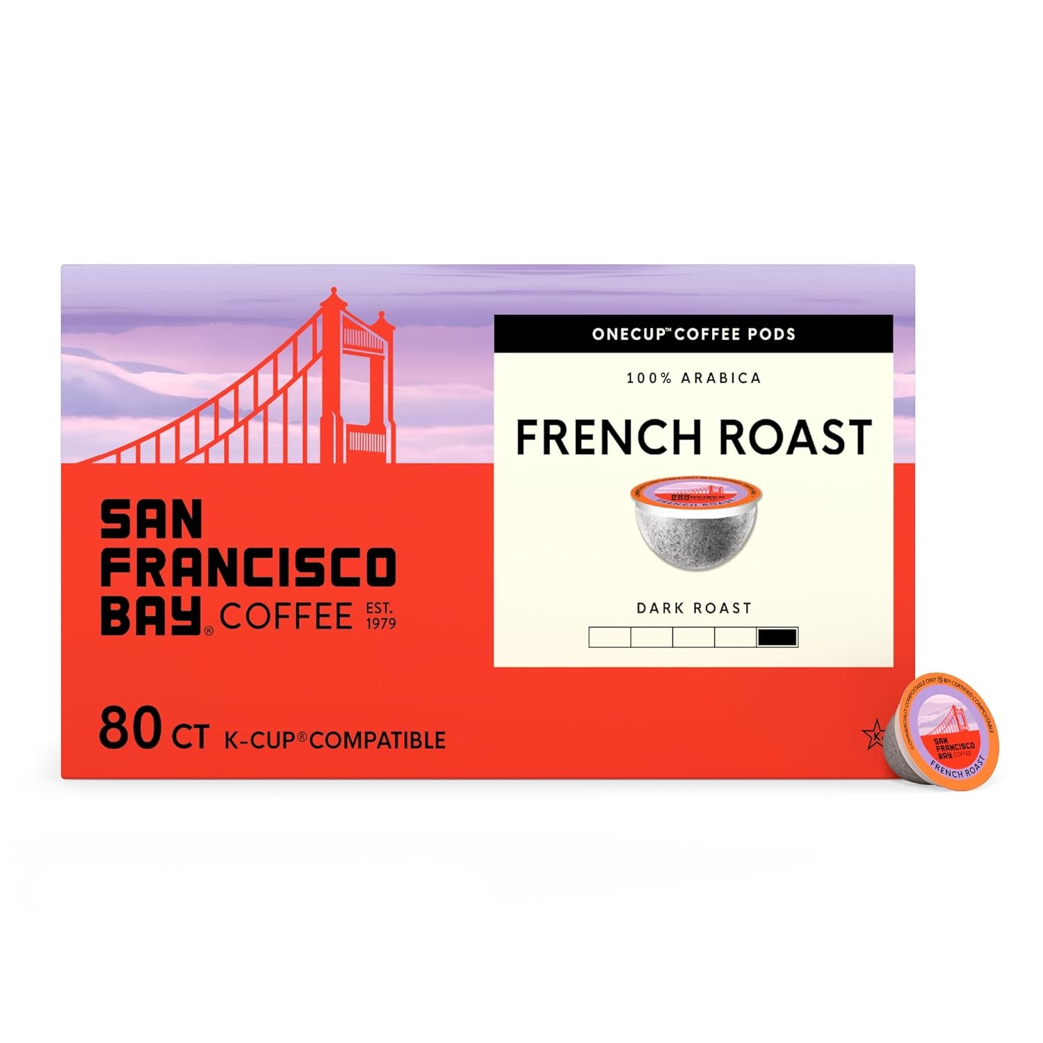 San Francisco Bay K-Cup Coffee Pods, Donut Shop (36 ct), Medium-Light Roast, Commercially Compostable Single-Serve Coffee Pods(French Roast)