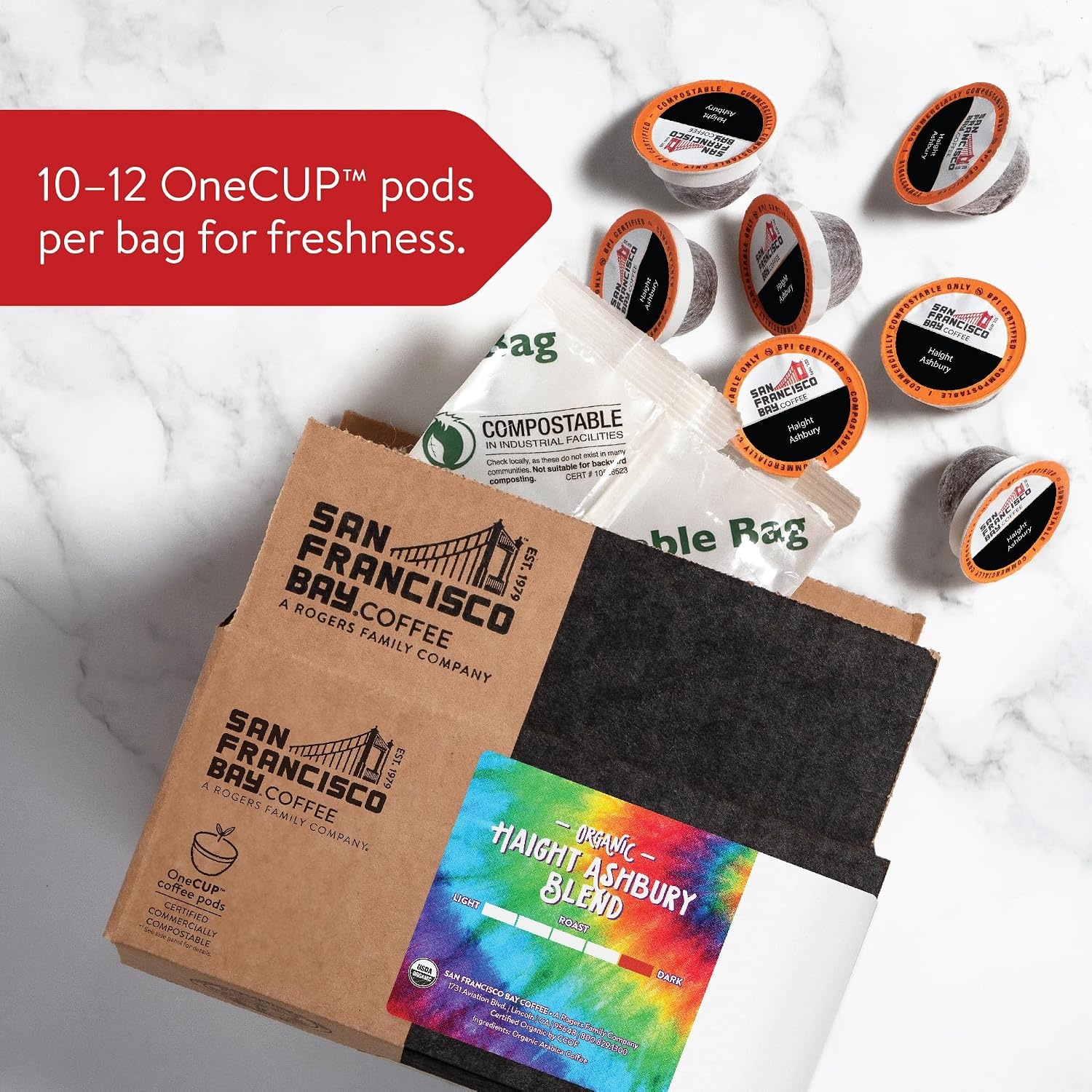 San Francisco Bay K-Cup Coffee Pods, Donut Shop (36 ct), Medium-Light Roast, Commercially Compostable Single-Serve Coffee Pods(Organic Haight Ashbury Blend)