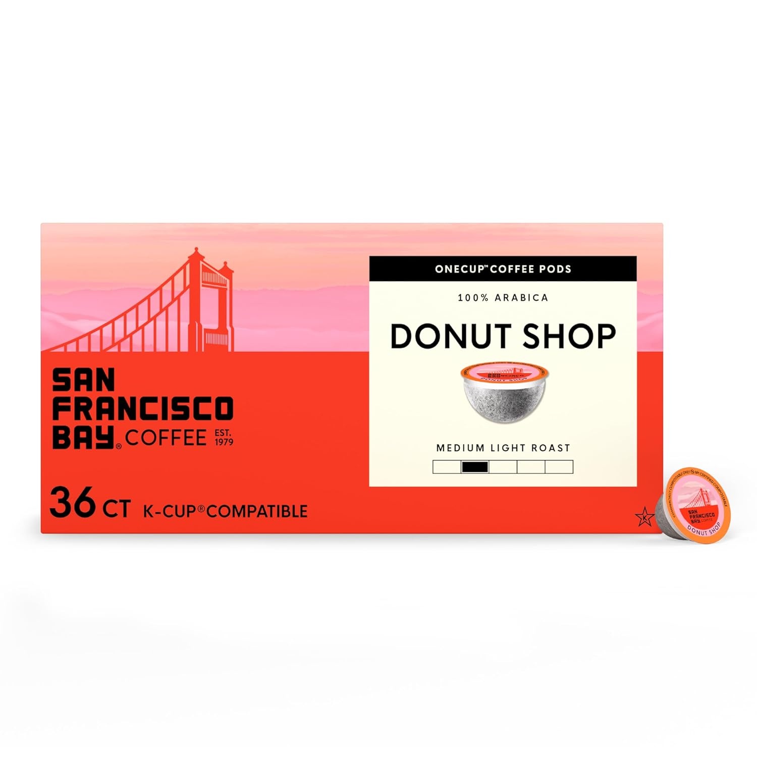 San Francisco Bay K-Cup Coffee Pods, Donut Shop (36 ct), Medium-Light Roast, Commercially Compostable Single-Serve Coffee Pods(Donut Shop)