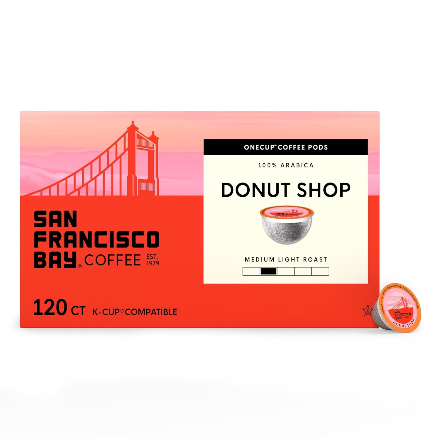 San Francisco Bay K-Cup Coffee Pods, Donut Shop (36 ct), Medium-Light Roast, Commercially Compostable Single-Serve Coffee Pods(Donut Shop)