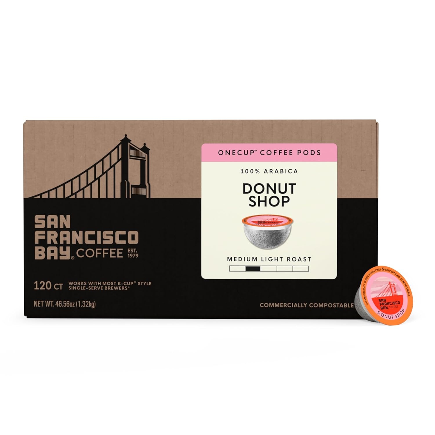 San Francisco Bay K-Cup Coffee Pods, Donut Shop (36 ct), Medium-Light Roast, Commercially Compostable Single-Serve Coffee Pods(Donut Shop)