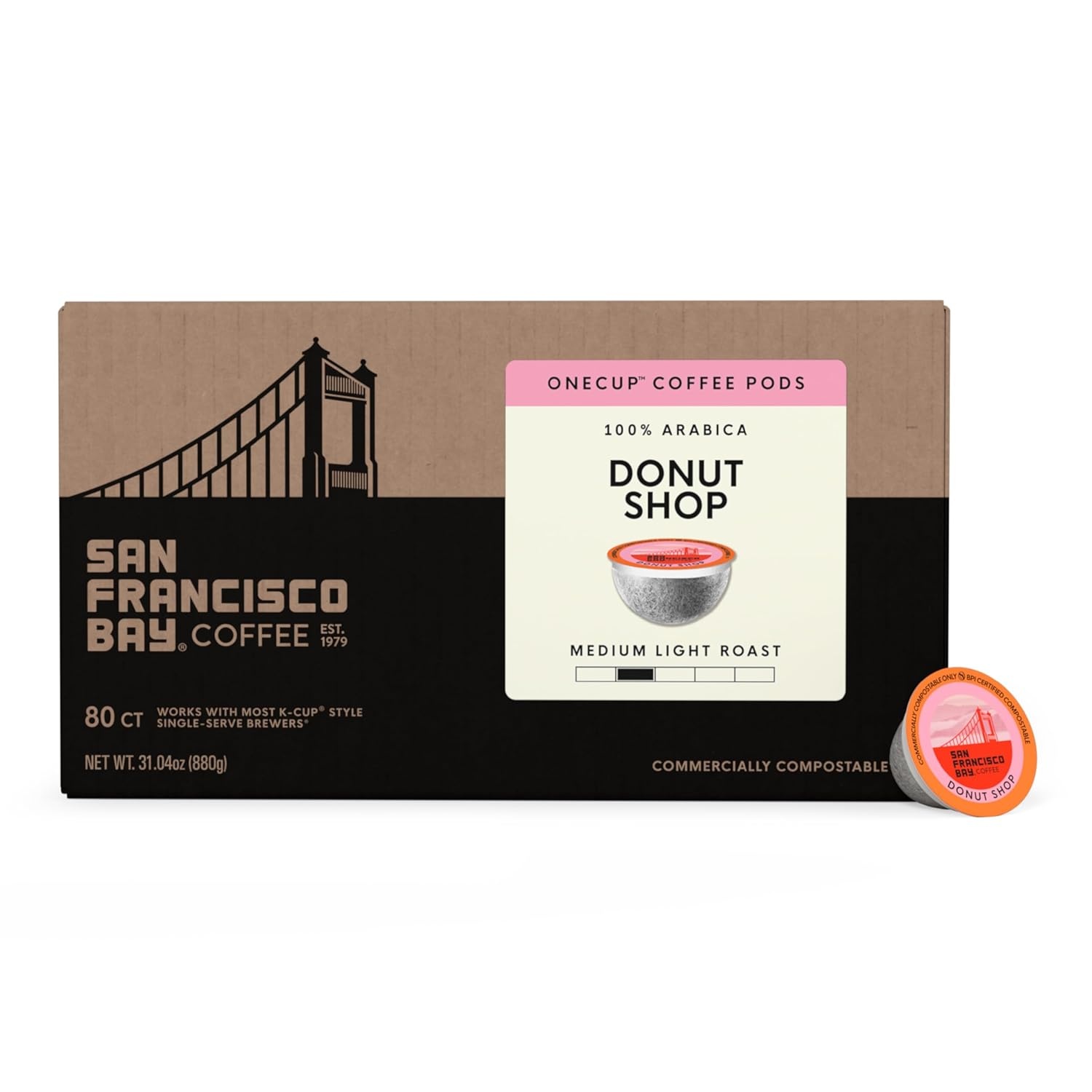 San Francisco Bay K-Cup Coffee Pods, Donut Shop (36 ct), Medium-Light Roast, Commercially Compostable Single-Serve Coffee Pods(Donut Shop)
