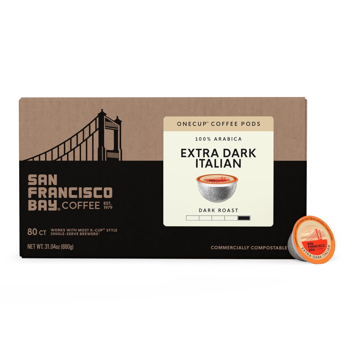 San Francisco Bay K-Cup Coffee Pods, Donut Shop (36 ct), Medium-Light Roast, Commercially Compostable Single-Serve Coffee Pods(Extra Dark Italian)