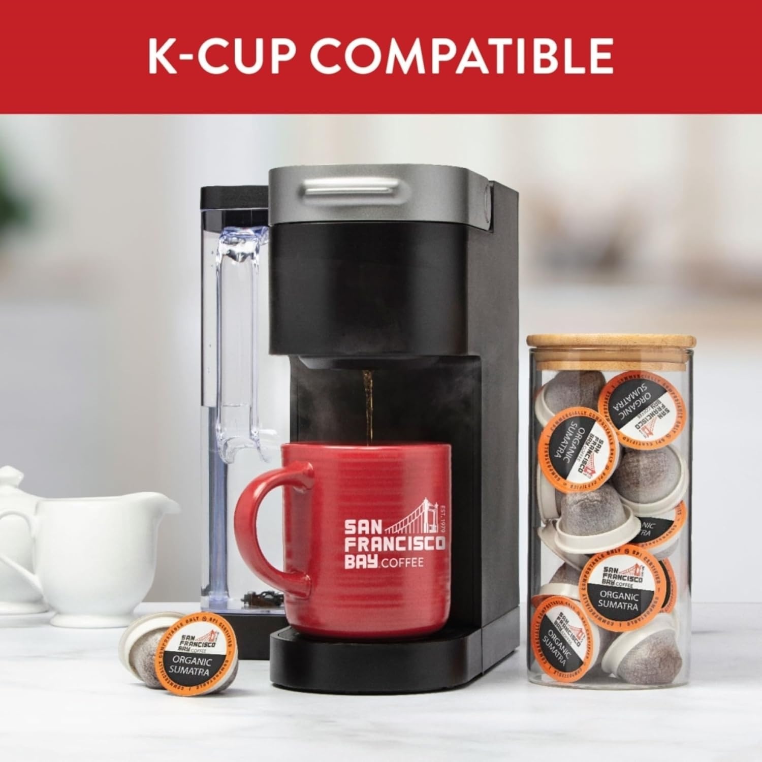 San Francisco Bay K-Cup Coffee Pods, Donut Shop (36 ct), Medium-Light Roast, Commercially Compostable Single-Serve Coffee Pods(Organic Sumatra)