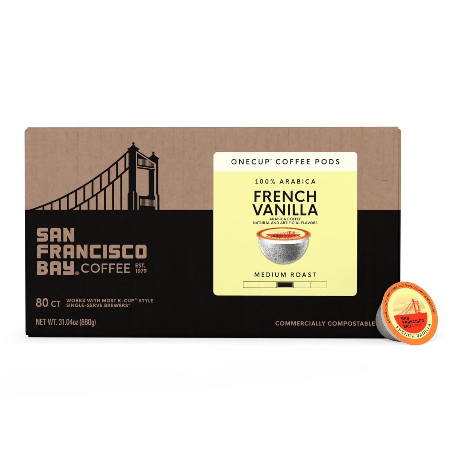 San Francisco Bay K-Cup Coffee Pods, Donut Shop (36 ct), Medium-Light Roast, Commercially Compostable Single-Serve Coffee Pods(French Vanilla)