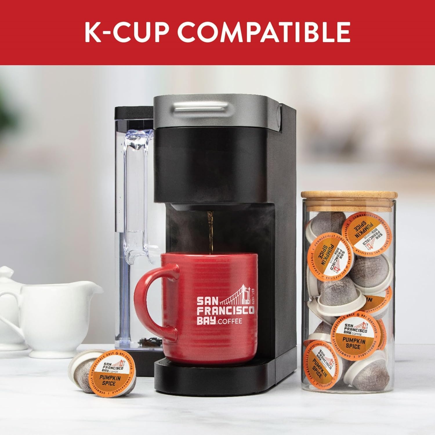 San Francisco Bay K-Cup Coffee Pods, Donut Shop (36 ct), Medium-Light Roast, Commercially Compostable Single-Serve Coffee Pods(Pumpkin Spice)