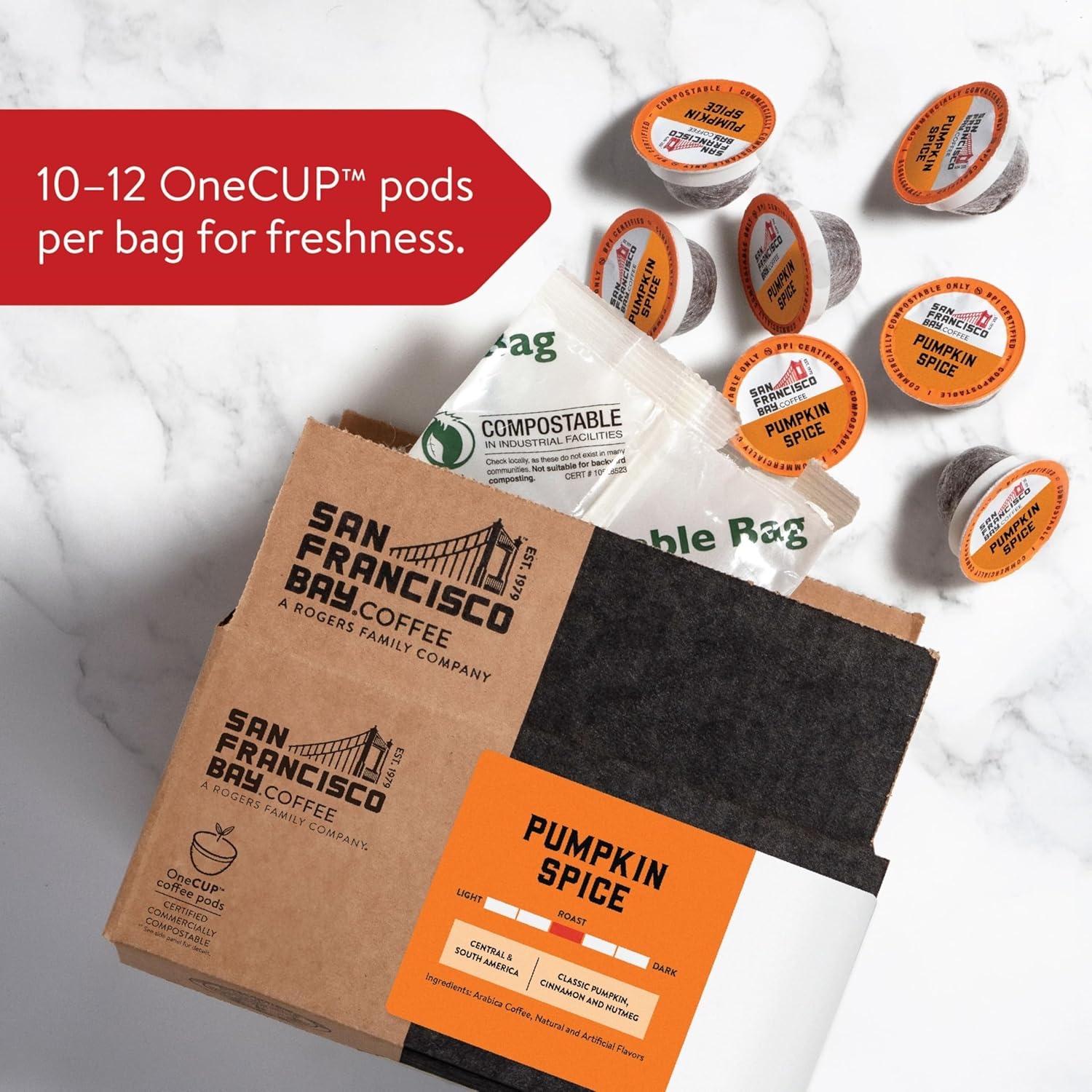 San Francisco Bay K-Cup Coffee Pods, Donut Shop (36 ct), Medium-Light Roast, Commercially Compostable Single-Serve Coffee Pods(Pumpkin Spice)