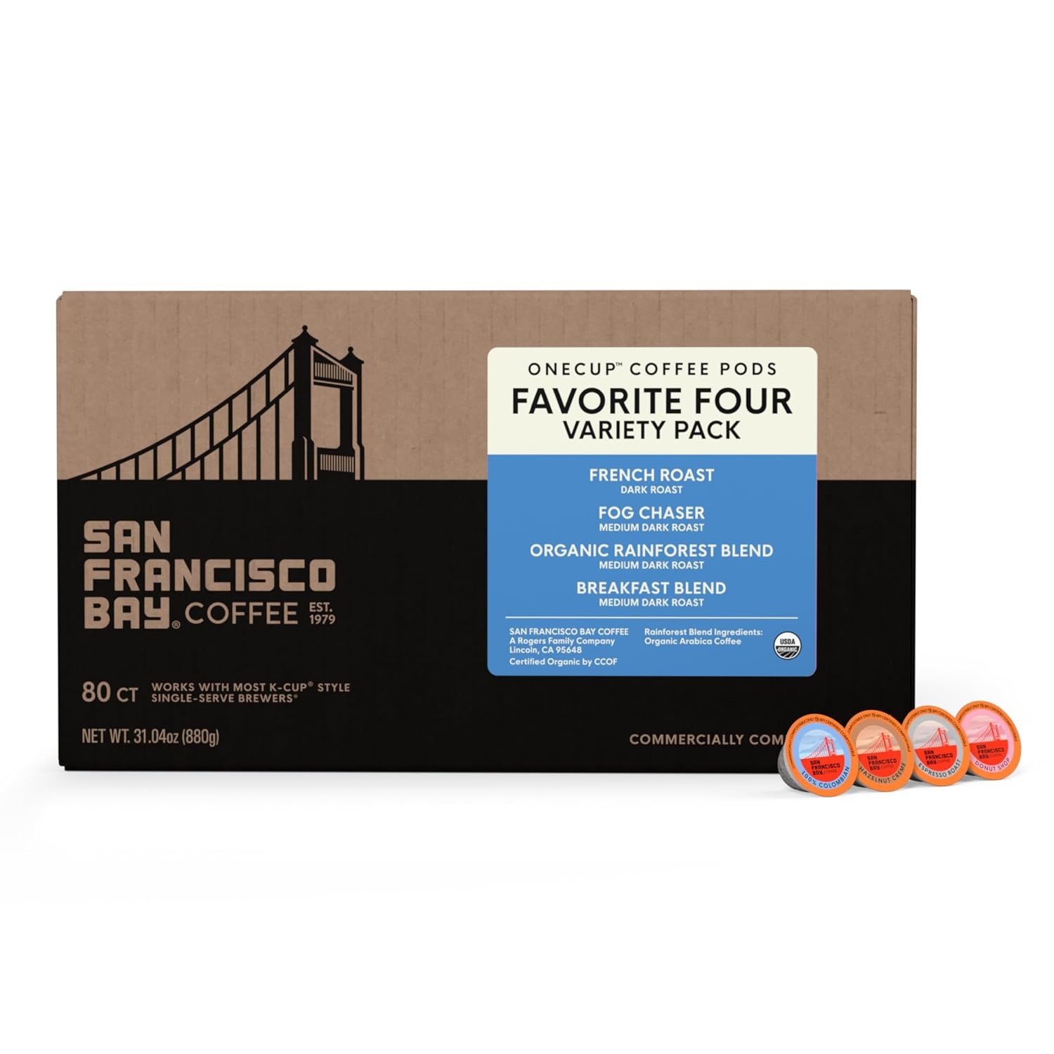 San Francisco Bay K-Cup Coffee Pods, Donut Shop (36 ct), Medium-Light Roast, Commercially Compostable Single-Serve Coffee Pods(Original Variety Pack)