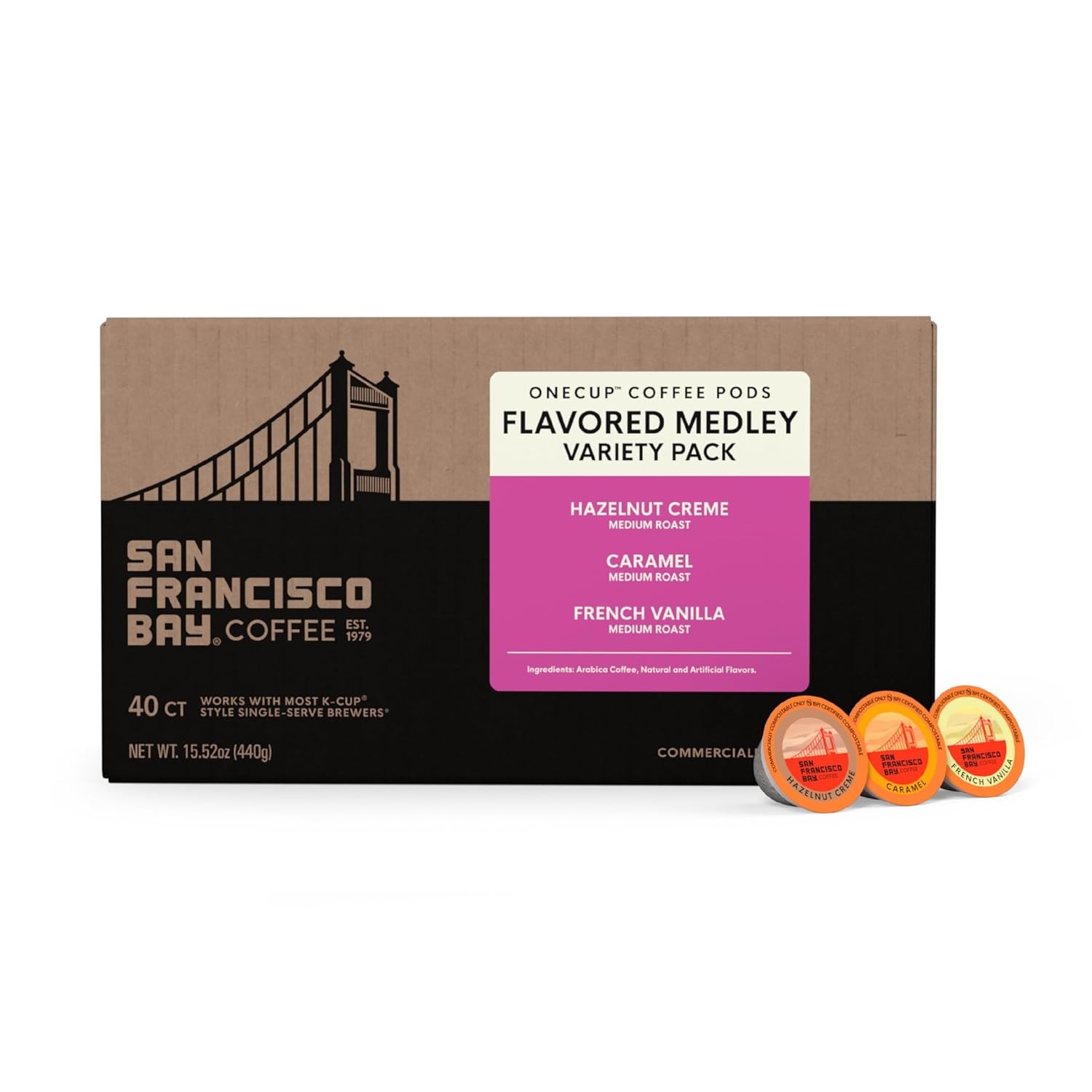 San Francisco Bay K-Cup Coffee Pods, Donut Shop (36 ct), Medium-Light Roast, Commercially Compostable Single-Serve Coffee Pods(Variety Pack Flavored)