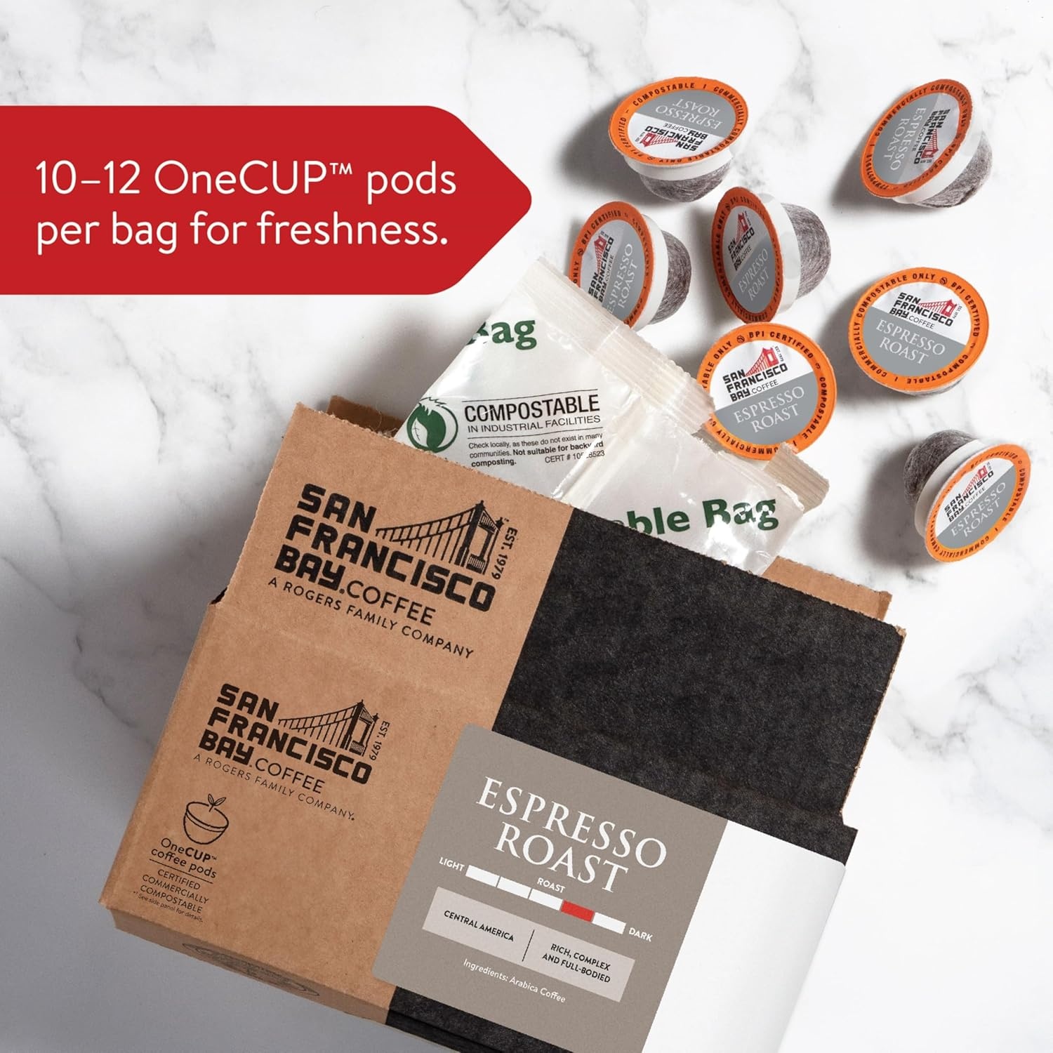 San Francisco Bay K-Cup Coffee Pods, Donut Shop (36 ct), Medium-Light Roast, Commercially Compostable Single-Serve Coffee Pods(Espresso)