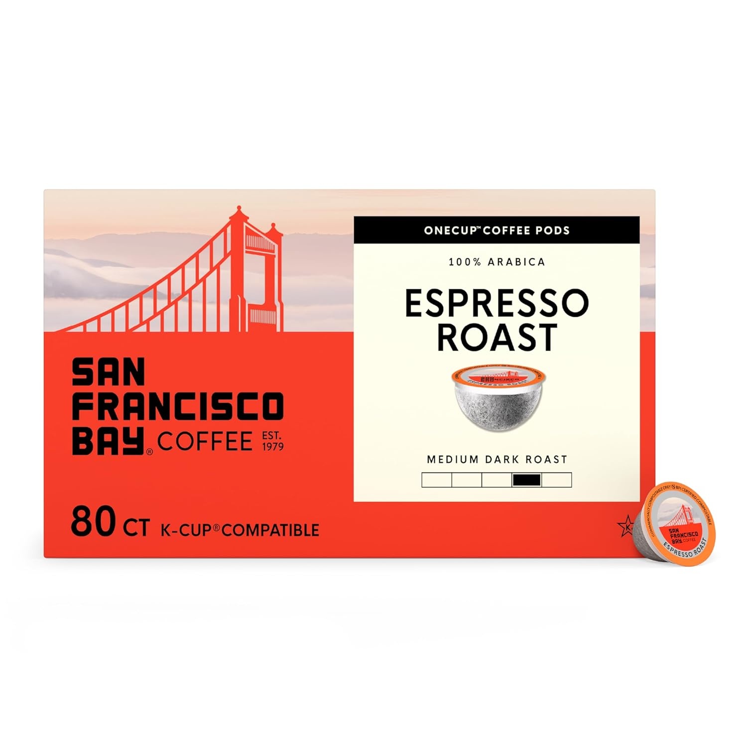 San Francisco Bay K-Cup Coffee Pods, Donut Shop (36 ct), Medium-Light Roast, Commercially Compostable Single-Serve Coffee Pods(Espresso)