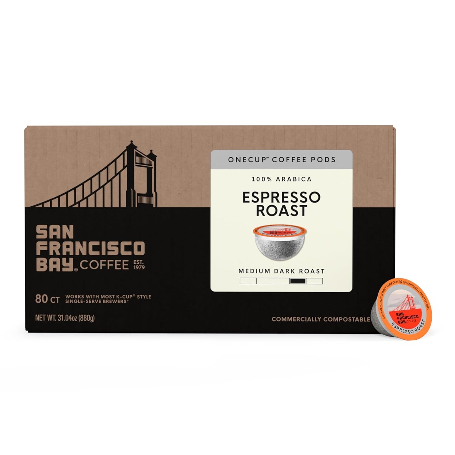 San Francisco Bay K-Cup Coffee Pods, Donut Shop (36 ct), Medium-Light Roast, Commercially Compostable Single-Serve Coffee Pods(Espresso)