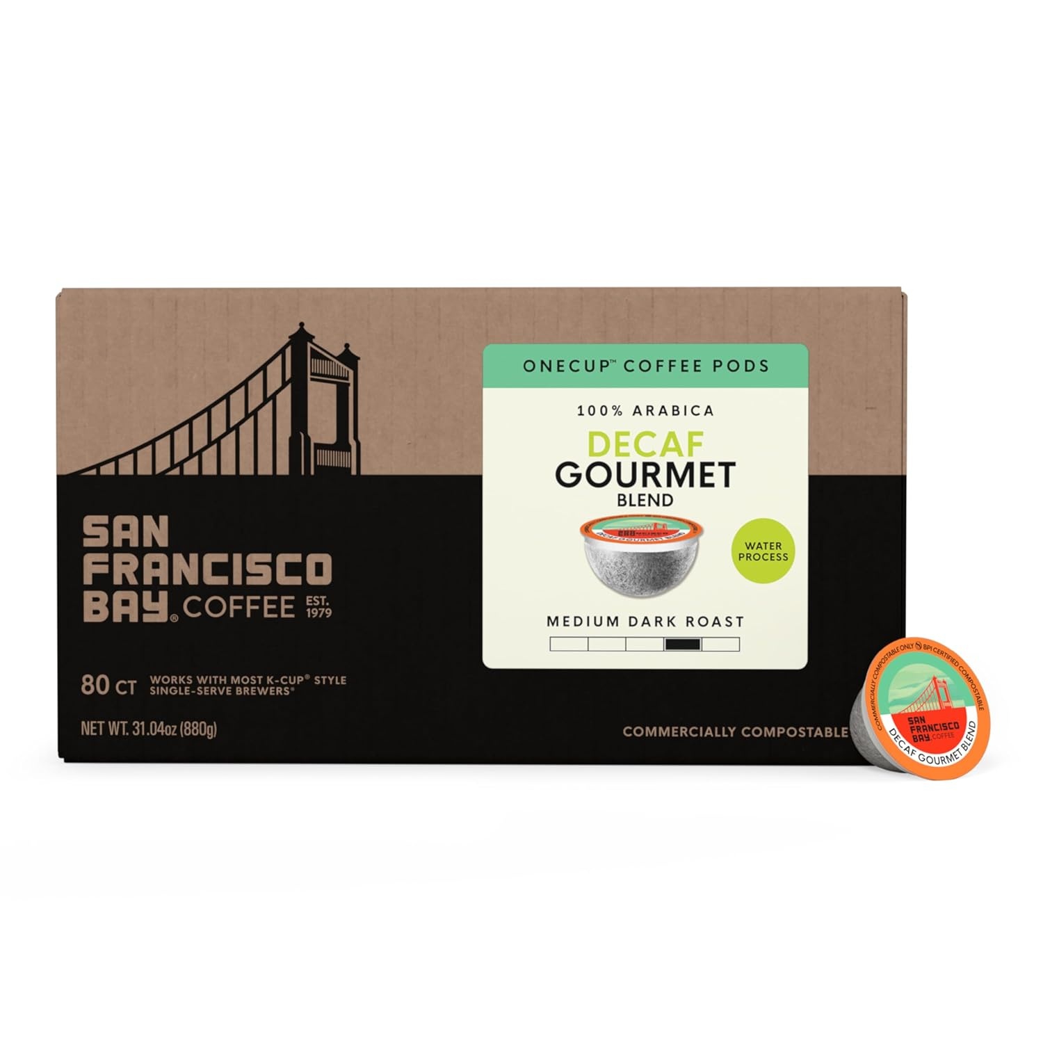 San Francisco Bay K-Cup Coffee Pods, Donut Shop (36 ct), Medium-Light Roast, Commercially Compostable Single-Serve Coffee Pods(Decaf Gourmet Blend)