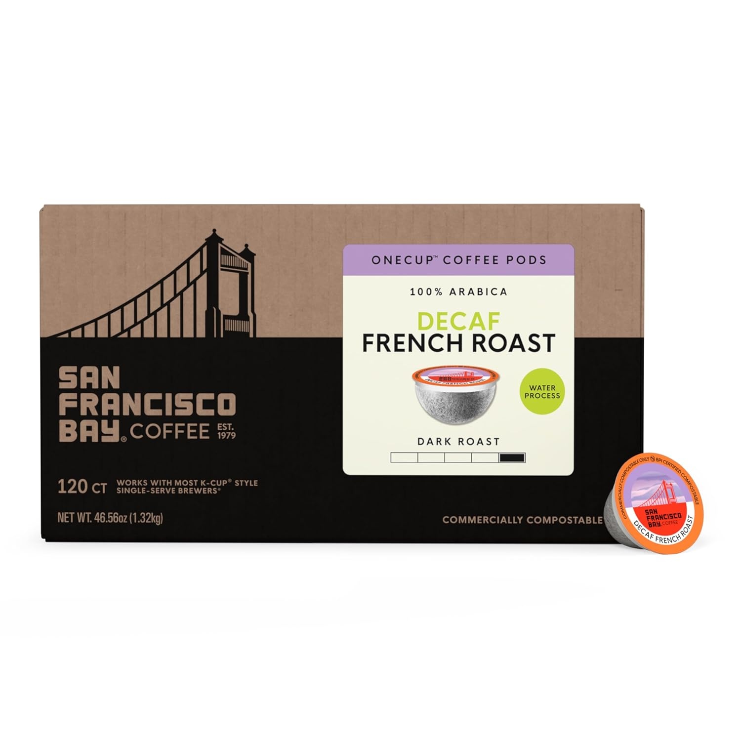 San Francisco Bay K-Cup Coffee Pods, Donut Shop (36 ct), Medium-Light Roast, Commercially Compostable Single-Serve Coffee Pods(DECAF French Roast)