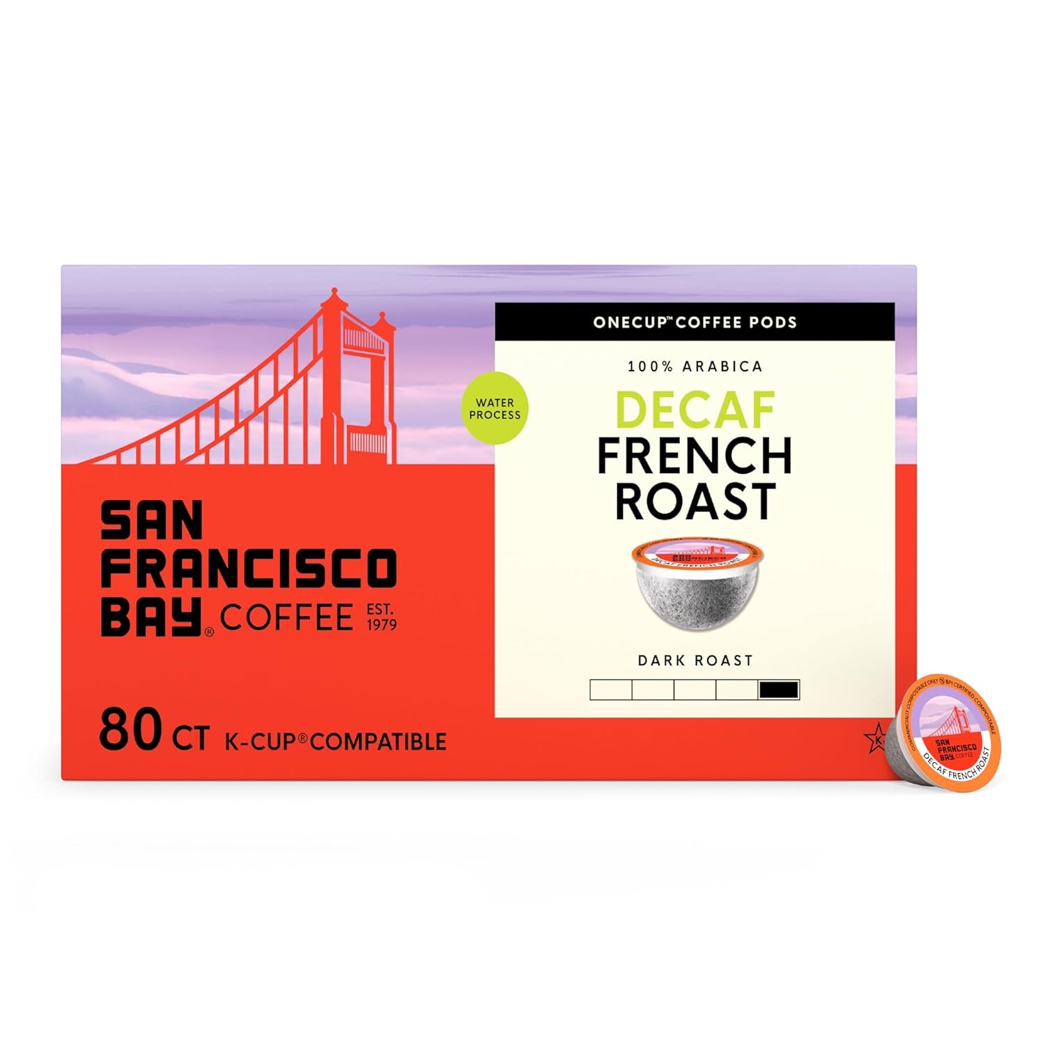 San Francisco Bay K-Cup Coffee Pods, Donut Shop (36 ct), Medium-Light Roast, Commercially Compostable Single-Serve Coffee Pods(DECAF French Roast)