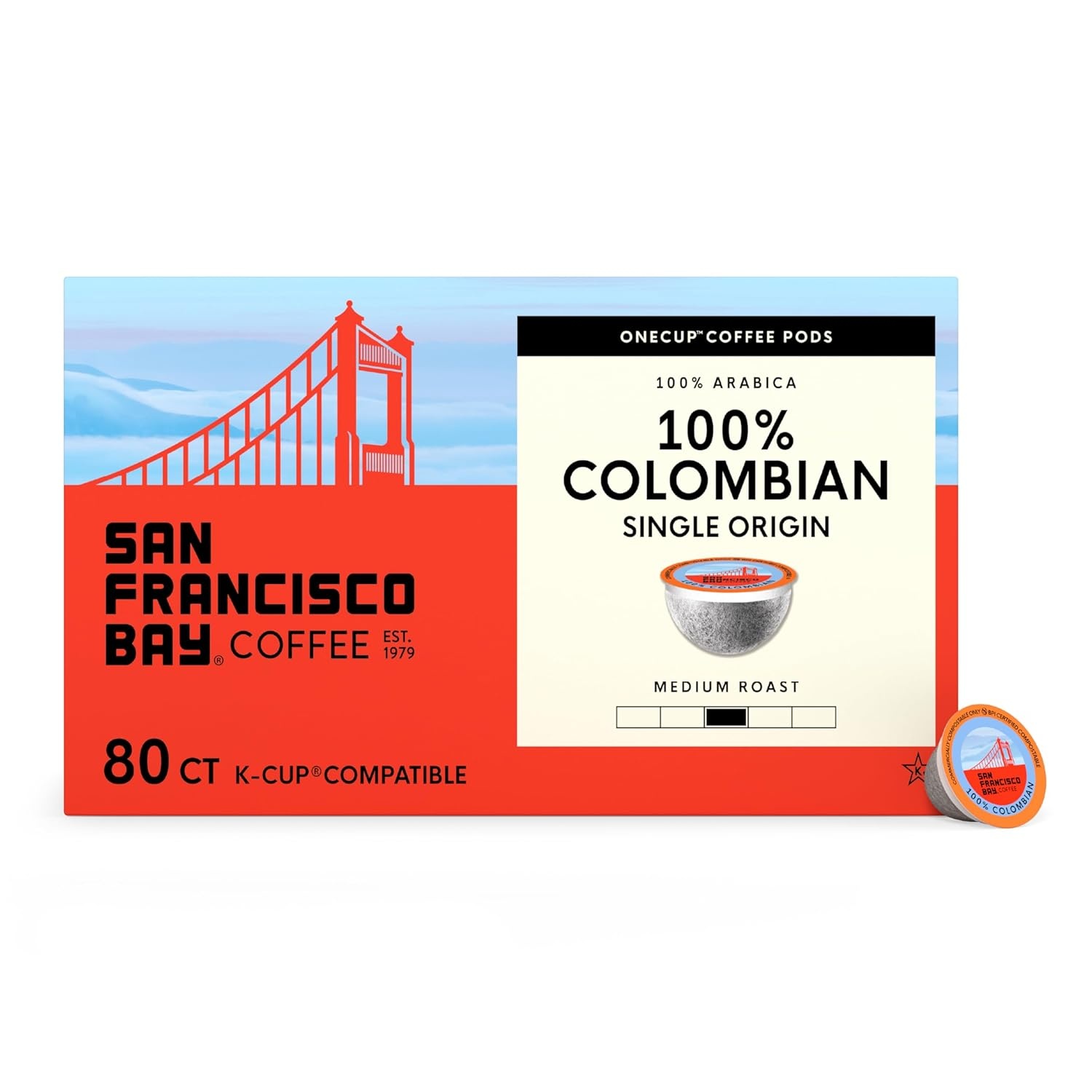 San Francisco Bay K-Cup Coffee Pods, Donut Shop (36 ct), Medium-Light Roast, Commercially Compostable Single-Serve Coffee Pods(Colombian Supremo)