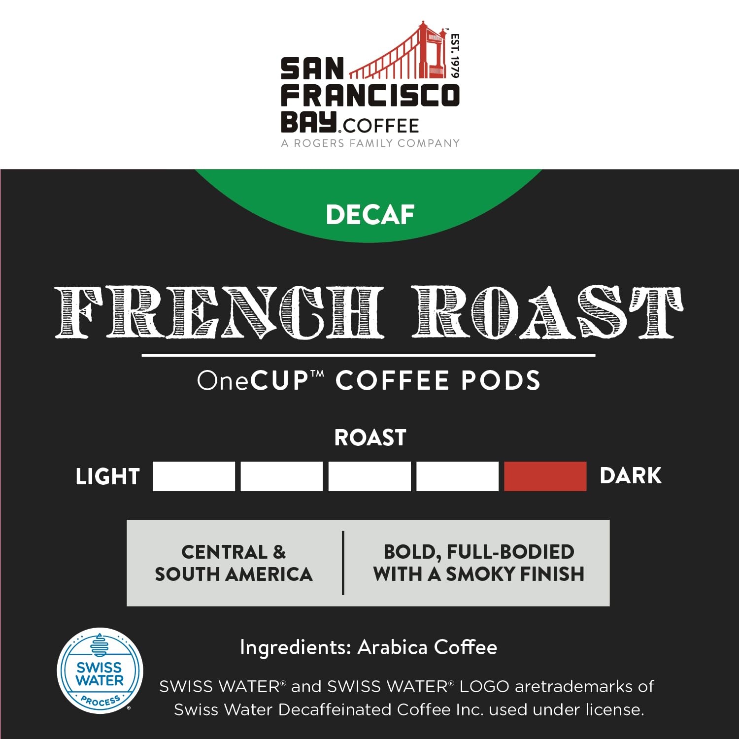 San Francisco Bay Decaf K-Cup Coffee Pods, Decaf French Roast (36 ct), Dark Roast, Commercially Compostable Single-Serve Coffee Pods, Swiss Water Process(1 Count (Pack of 72))
