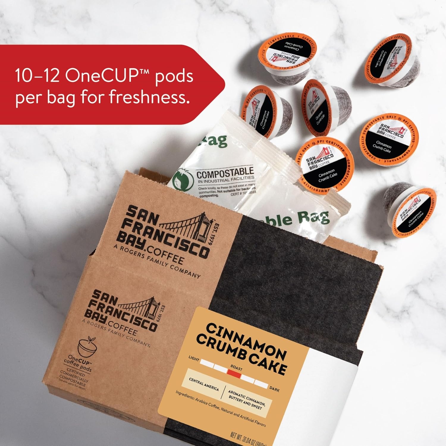 San Francisco Bay K-Cup Coffee Pods, Donut Shop (36 ct), Medium-Light Roast, Commercially Compostable Single-Serve Coffee Pods(Caramel Chocolate)