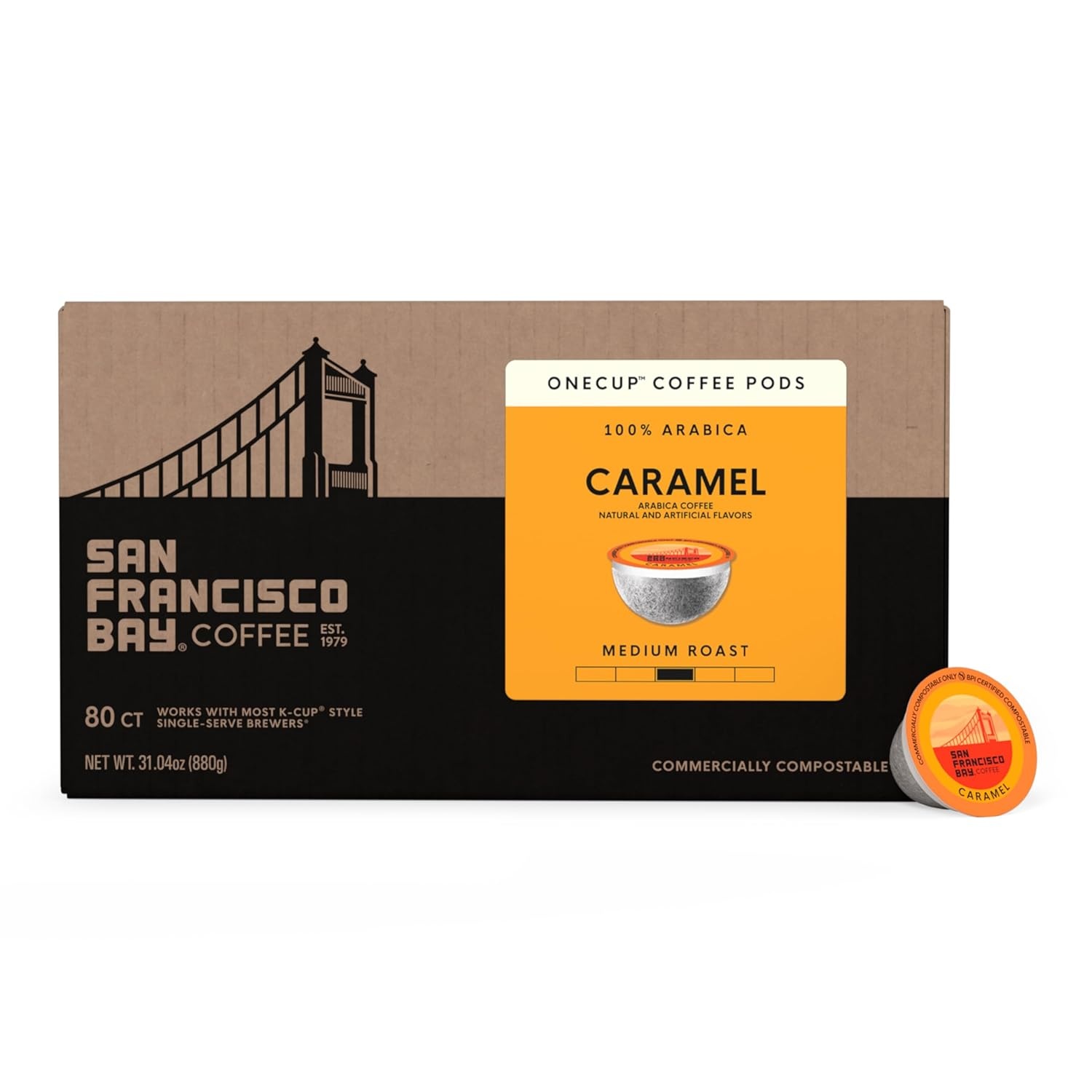 San Francisco Bay K-Cup Coffee Pods, Donut Shop (36 ct), Medium-Light Roast, Commercially Compostable Single-Serve Coffee Pods(Caramel)