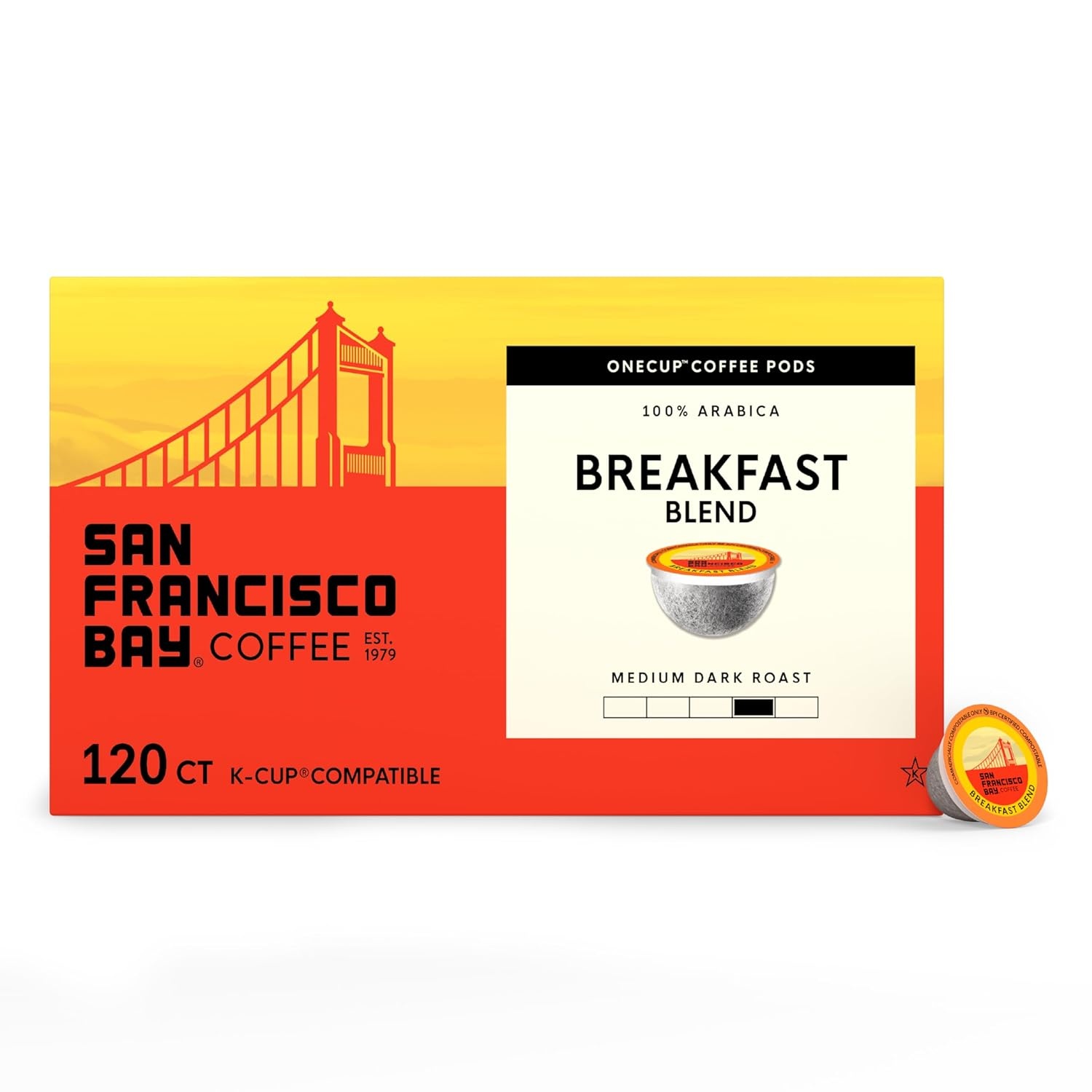 San Francisco Bay K-Cup Coffee Pods, Donut Shop (36 ct), Medium-Light Roast, Commercially Compostable Single-Serve Coffee Pods(Breakfast Blend)