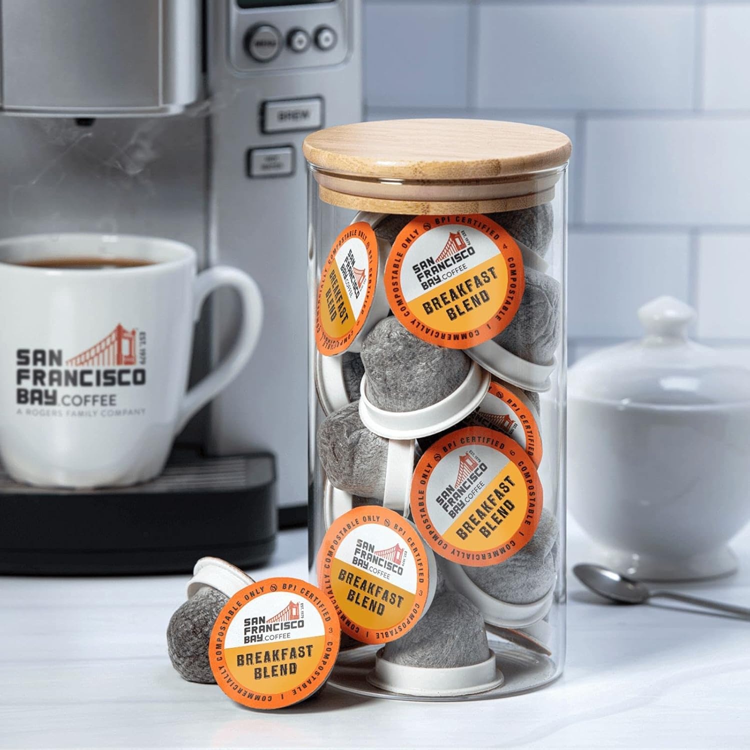 San Francisco Bay K-Cup Coffee Pods, Donut Shop (36 ct), Medium-Light Roast, Commercially Compostable Single-Serve Coffee Pods(Breakfast Blend)