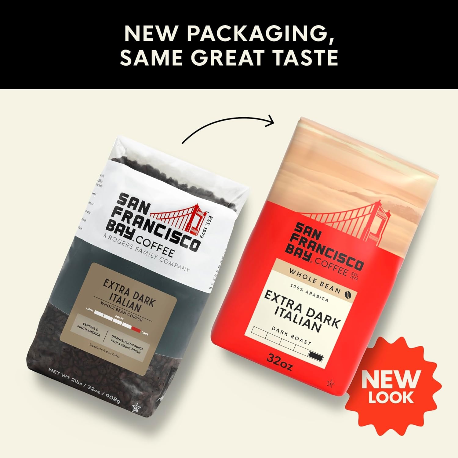 San Francisco Bay Coffee – Medium-Dark Roast Whole Bean Coffee – Espresso Roast (2 lb bag)(Extra Dark Italian)