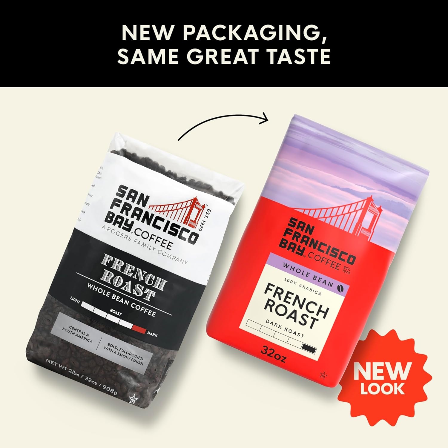 San Francisco Bay Coffee – Medium-Dark Roast Whole Bean Coffee – Espresso Roast (2 lb bag)(French Roast)