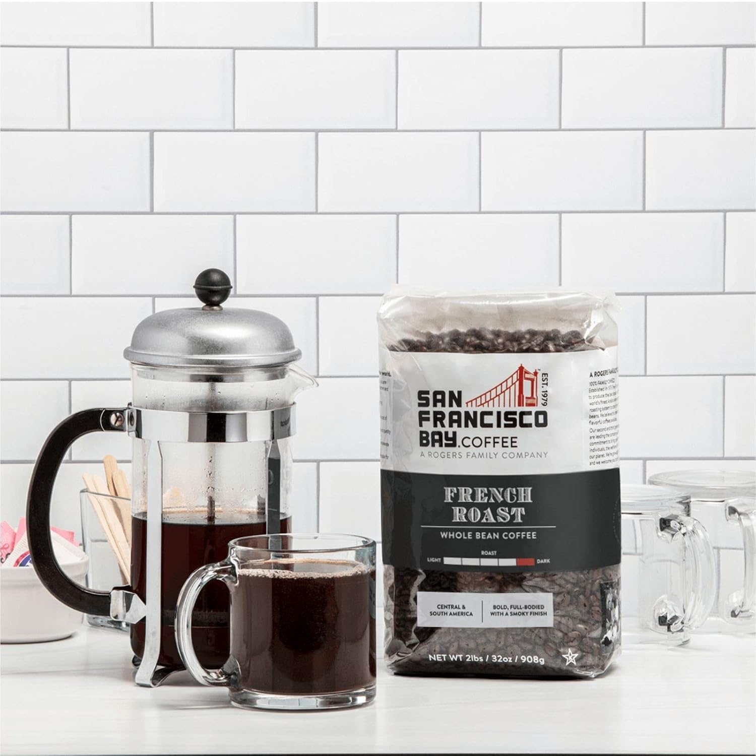 San Francisco Bay Coffee – Medium-Dark Roast Whole Bean Coffee – Espresso Roast (2 lb bag)(French Roast)