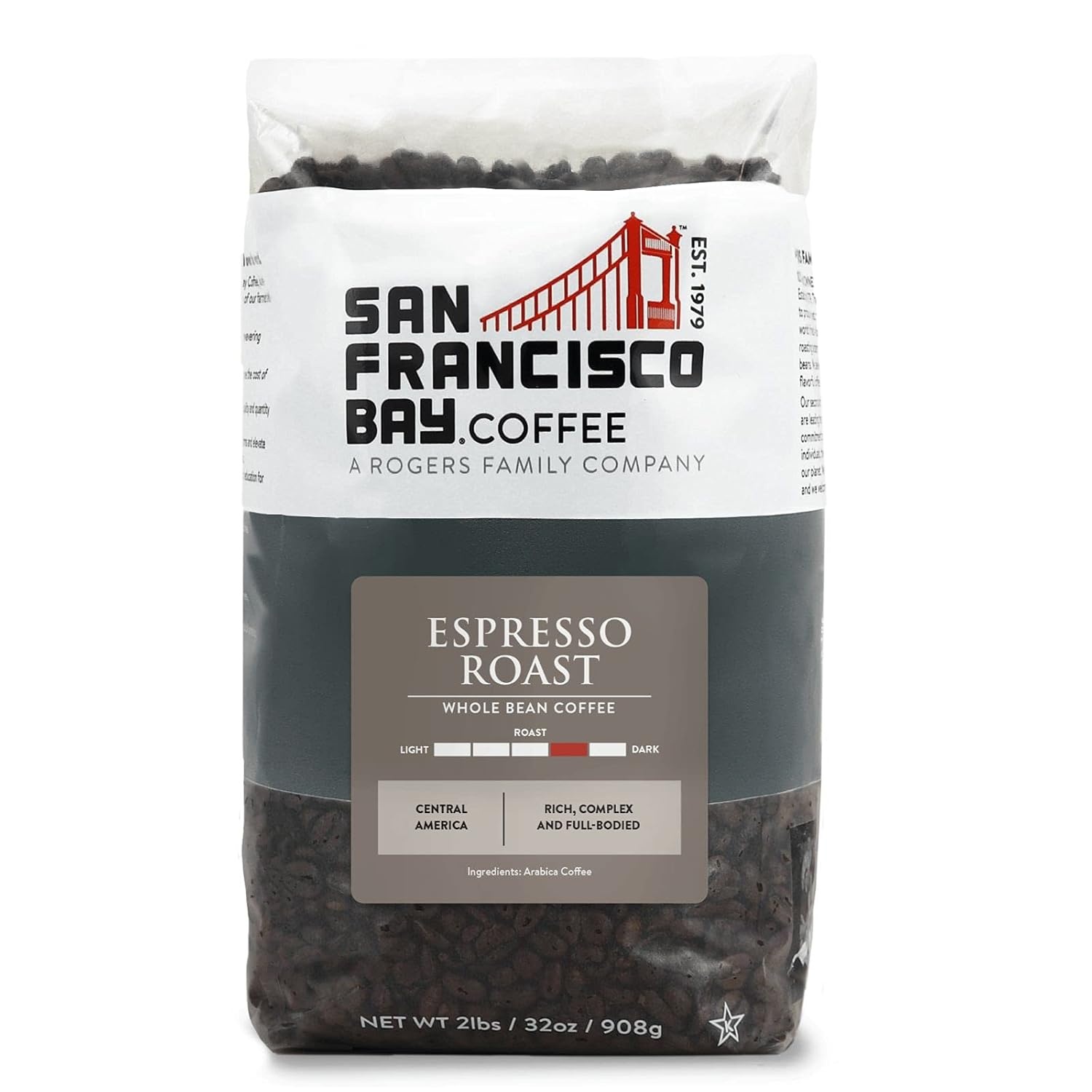 San Francisco Bay Coffee – Medium-Dark Roast Whole Bean Coffee – Espresso Roast (2 lb bag)(Espresso)