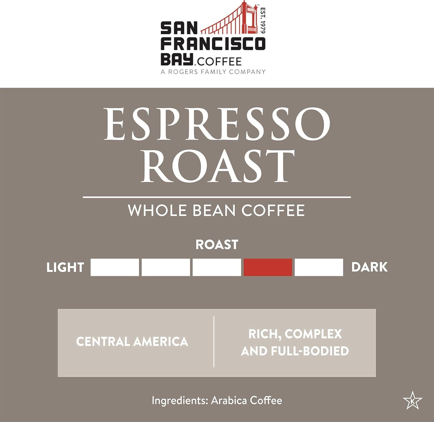 San Francisco Bay Coffee – Medium-Dark Roast Whole Bean Coffee – Espresso Roast (2 lb bag)(Espresso)