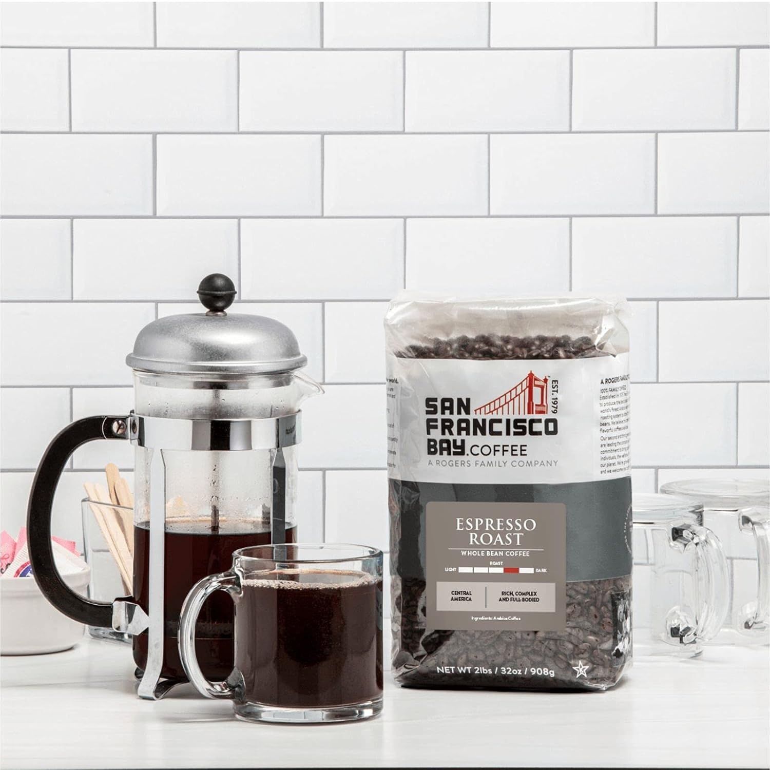 San Francisco Bay Coffee – Medium-Dark Roast Whole Bean Coffee – Espresso Roast (2 lb bag)(Espresso)