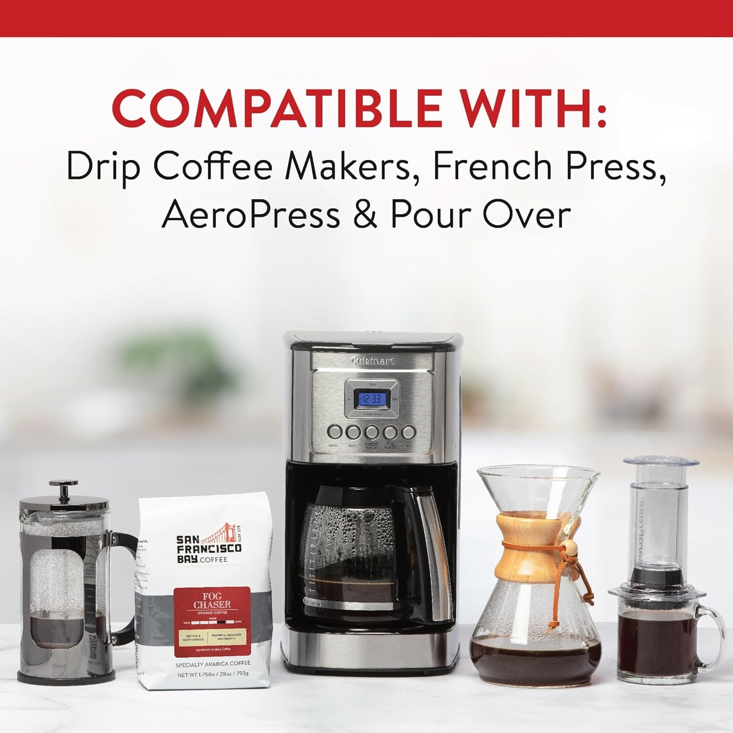 San Francisco Bay Ground Coffee, Cold Brew Blend (28 oz Bag), Coarse Ground, Medium Roast Coffee(Fog Chaser)